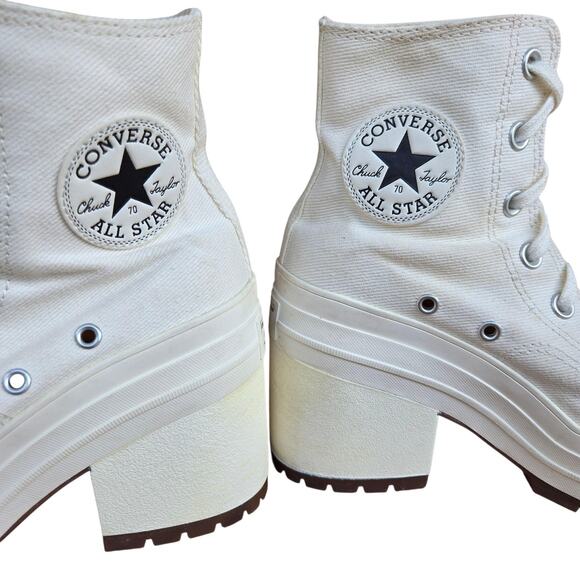 Converse Chuck 70 De Luxe Heels Womens 7 White Canvas Platform High Tops A05348C - Picture 5 of 12
